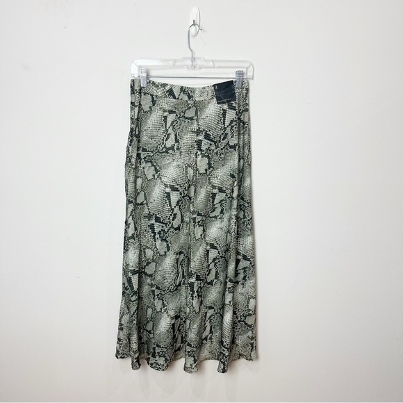 Banana Republic Maxi Slip Skirt Olive Snakeskin Leg Slit - Picture 2 of 5